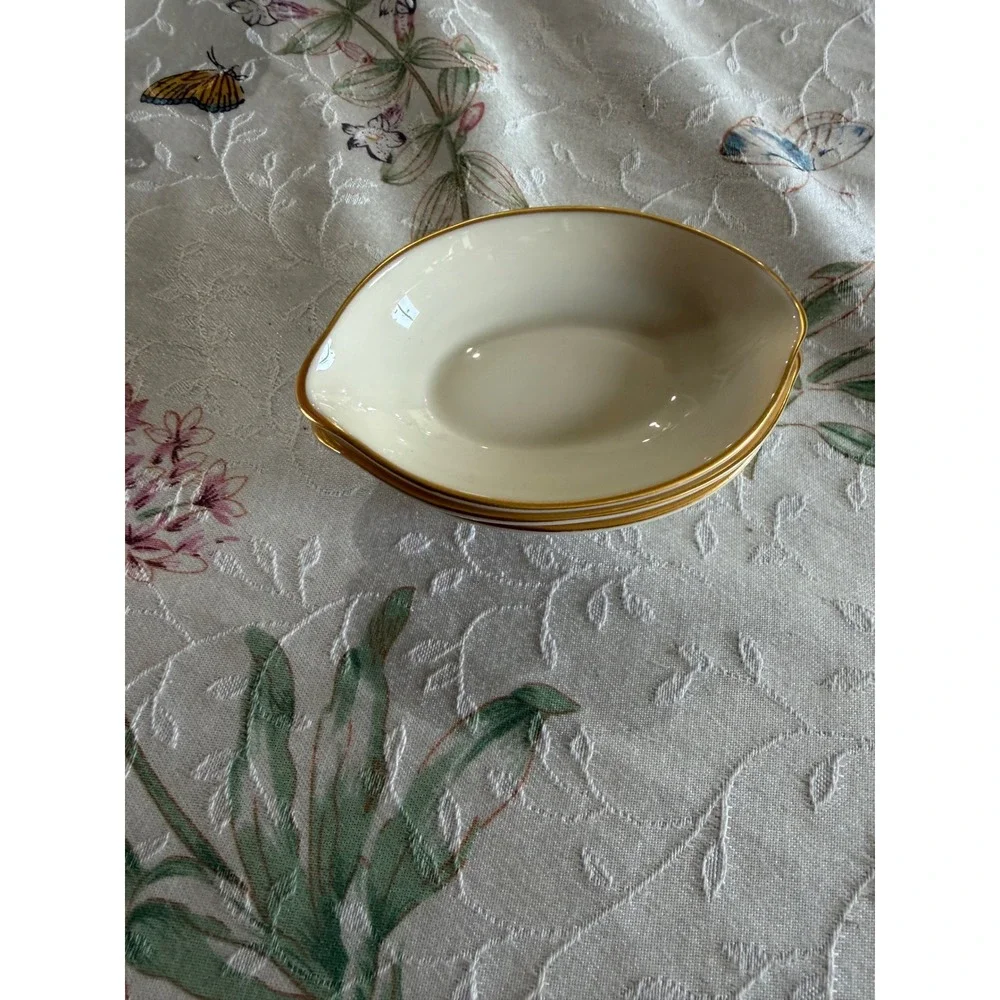 Lenox Ivory Gold Trim Oval Ashtray Nut Bowls Set of 3 Condiment Dishes USA